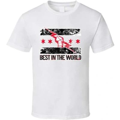 Image of JUNDAO Cm Punk Best in The World Wrestling T Shirt for Men Size L White