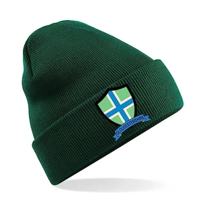 Image of Gloucestershire County Mens Embroidered Beanie Hat, Bob Hat Cricket Sport Your Embroidery (Green)