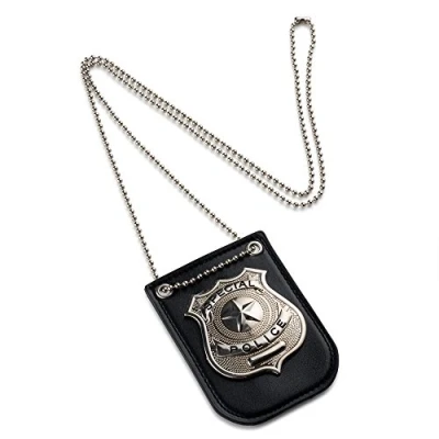 Image of Dress Up America Police Badge for Kids Pretend Play Costume Accessories Policeman Cop Swat and FBI with Chain &amp; Belt Clip