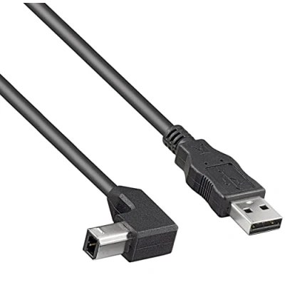 Image of PremiumCord ku2ab3 90 USB 2.0 High Speed Cable M/M 3 m, A Male to B 90, Connection for Scanners etc., Double Shielded, AWG28, Colour Black, Length m