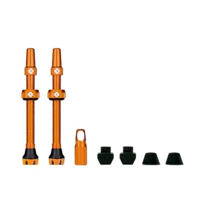Image of Muc Off Tubeless Valves, Orange 60mm Dust Caps for Bikes with Valve Core Removal Tool Presta MTB/Road/Gravel