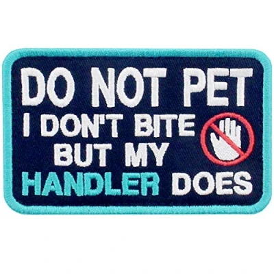 Image of Service Dog I Don&#039;t Bite Vests/Harnesses Patch Embroidered Badge Fastener Hook &amp; Loop Emblem Blue