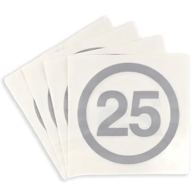 Image of Birthday Decoration Napkins Silver Wedding 25th Woman Man 25 Years Anniversary Table Tiwoca