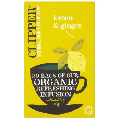 Image of (12 PACK) Clipper Organic Lemon &amp; Ginger 20 Bag 12 PACK BUNDLE