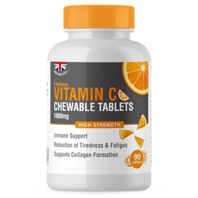 Image of Vitamin C 1000mg Chewable by Club Vits 90 Tablets Supports Immune Health and Helps Fight Colds Reduce Tiredness Fatigue