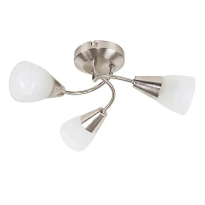 Image of MiniSun Modern 3 Way Brushed Chrome Ceiling Light Fitting with Frosted Glass Shades
