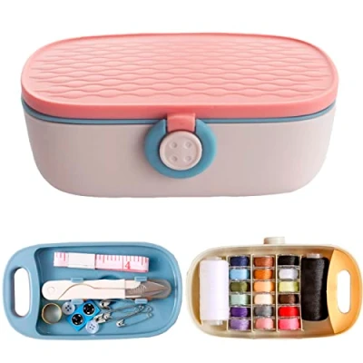Image of Sewing Kit, Portable Kit for Adults, Plastic Box Needle and Thread Accesories Supplies