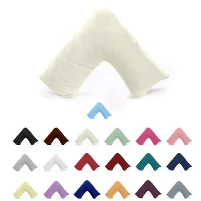 Image of EGYPTO Orthopaedic V Shaped Pillow Nursing Pregnancy Back Support Cases (Cream)
