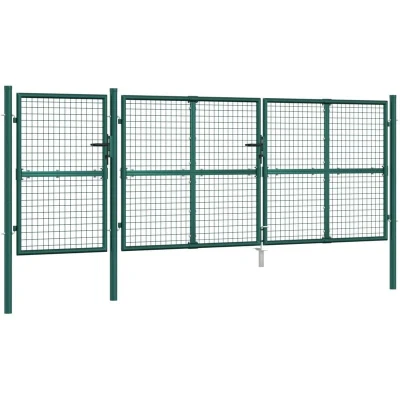 Image of vidaXL Mesh Garden Gate Green 400x175 cm Galvanised Steel