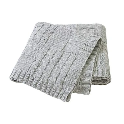 Image of Ziyunlong Baby Blanket Knit Soft Lightweight Cozy Cable Warm for Newborn Grey 80 x 100cm