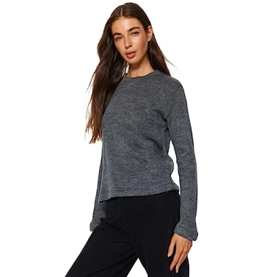 Image of Trendyol FeMan Slim fit Basic Crew Neck Knitwear Sweater,Anthracite,M