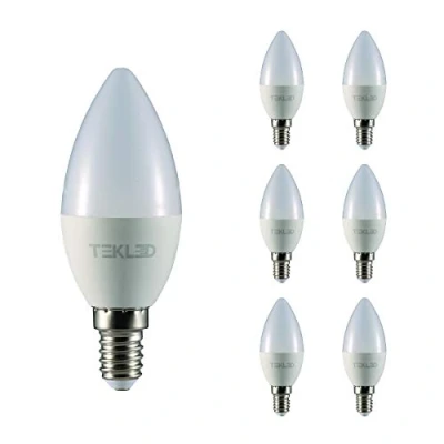 Image of TEKLED® C37 LED Candle Bulbs E14 Small Edison Screw Energy Saving 5W Light Bulb 40W Incandescent Equivalent 3000K 400 LM NONDIMMABLE 6 Pack Warm White