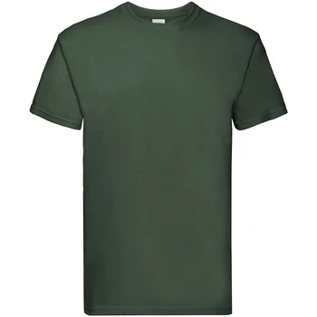Image of Fruit of The Loom Mens Super Premium Short Sleeve Crew Neck T Shirt (S) (Bottle Green)