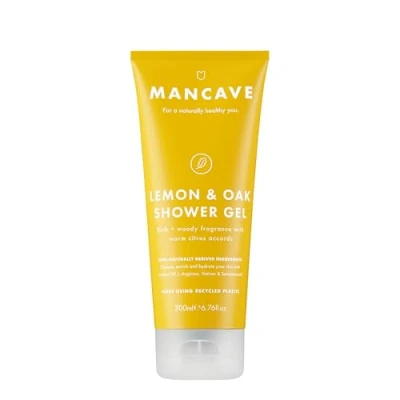 Image of ManCave Lemon and Oak Shower Gel for Men, Refreshing Aroma with Oil, Bergamot Rosemary, Sulphate Paraben Free, Natural, Vegan, Cruelty 200 ml