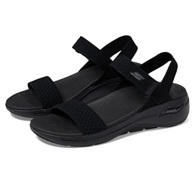 Image of Skechers Women&#039;s GO Walk Arch FIT Sandal, Black Textile, 3 UK