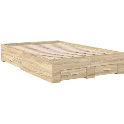 Image of vidaXL Bed Frame with Drawers Sonoma Oak 120x190 cm Engineered Wood