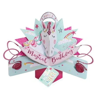 Image of Special Niece Magical Unicorn Birthday Pop Up Greeting Card 3D Cards POP207MC15