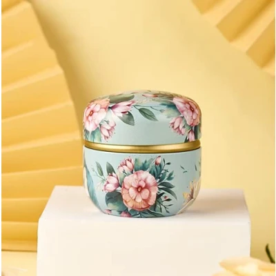 Image of Flower Design Mini Sugar Coffee Tea Tin Jar Metal Container Candy Sealed Cans Box (2)