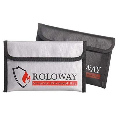 Image of ROLOWAY Small Fireproof Bag (5 x 8 inches), Non Itchy Money Bag, Wallet Cash Set for Valuables Passport, Currency &amp; Keys (2 Pack)