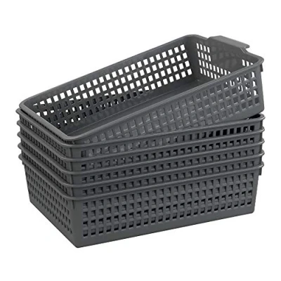 Image of Gloreen Set of 6 A4 Basket Tray, Grey, Plastic Storage Baskets