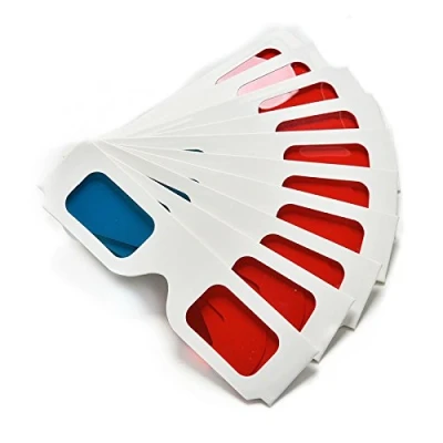 Image of 10x Paper Cardboard 3D Glasses Virtual Video View Anaglyph Cyan/Red/Blue For Movies, DVDs, Games, Comics, Publications, Internet, Images