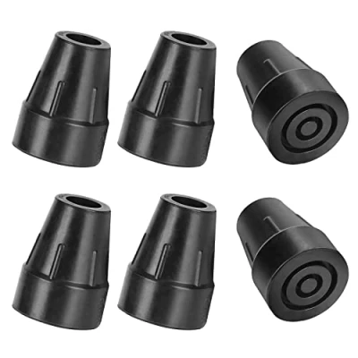 Image of supregear 19mm Heavy Duty Rubber Ferrules, 6 Pack End Caps Stoppers Tips for Walking Sticks, Canes or Crutches, Durable Extra Widen Cane Cane, Black