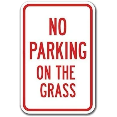 Image of No Parking On The Grass Sign Metal Vintage 8x12 inches