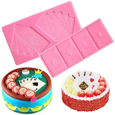 Image of WonDerfulC 2PCS Playing Card Silicone Mould DIY Fondant Clay Soap Moulds Chocolate Candy Craft Cake Mold