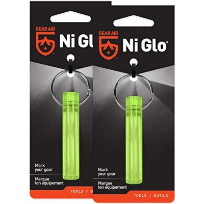 Image of Gear Aid Unisex&#039;s Ni Glo, 2 Glowing Keychain for Camping, Scuba and Night Fishing, Yellow,