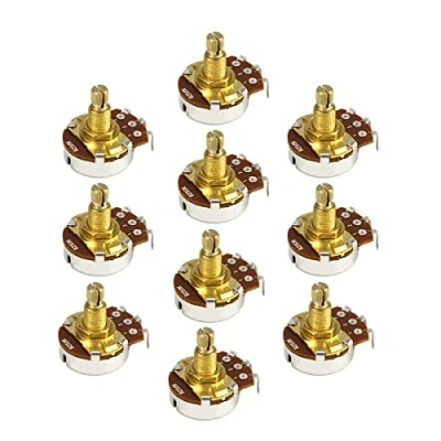 Image of FLEOR 10PCS Full Size B250K Linear Taper Potentiometer Guitar Tone Volume Control Pots L18mm Gold plated Copper Long Split Shaft