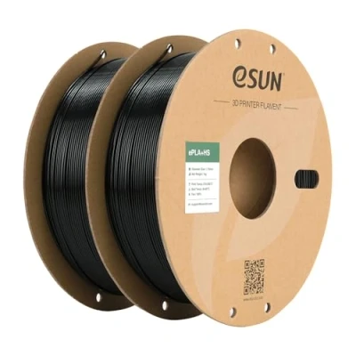 Image of eSUN PLA+ Filament 1.75mm, ePLA+HS High Speed 3D Printer Dimensional Accuracy +/ 0.03mm, 1KG per Spool, 2 Spools for Printers,Black and Black