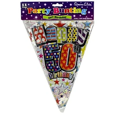 Image of Birthday Party Decorations Bunting Happy 50th Flags