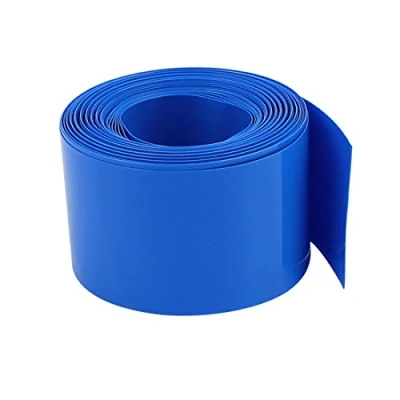 Image of sourcingmap 30mm Flat Width 10M Length PVC Heat Shrink Tube Blue for Battery Pack