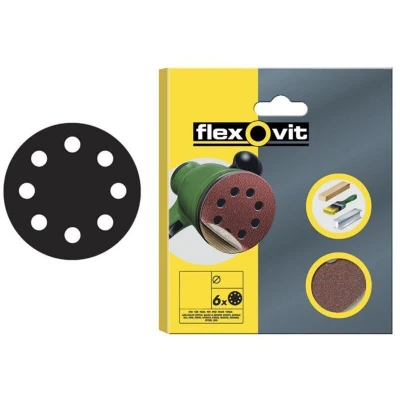 Image of Flexovit Hook &amp; Loop Sanding Disc 115mm Fine 120G Pack of 6