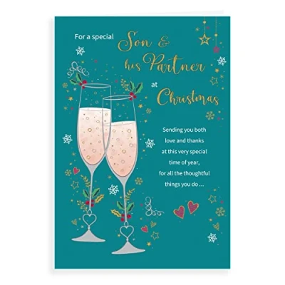 Image of Piccadilly Greetings Classic Christmas Card Son &amp; Partner Regal Publishing,C85459, Green, 9 x 6 inches