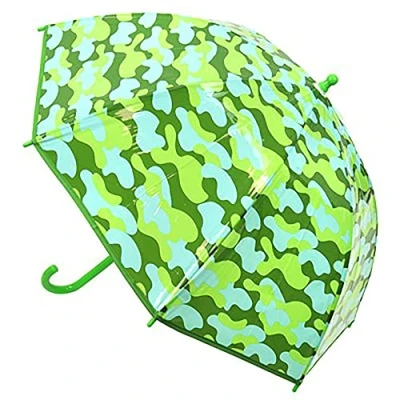 Image of KAV Kids Transparent School Umbrella Boys and Girls Sweet, Beautiful, Lightweight Design Dome Parasol for Your Child (Camo)