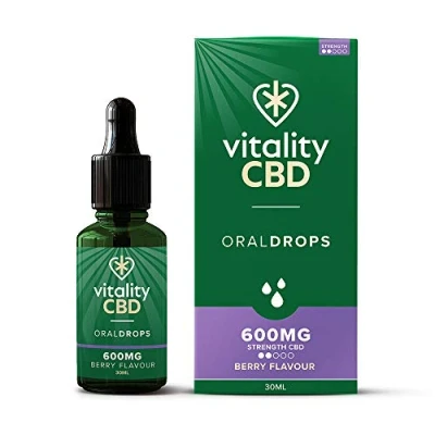 Image of Vitality CBD Oral Drops in hempseed Oil, 600 mg, Berry, 30ml, NO THC