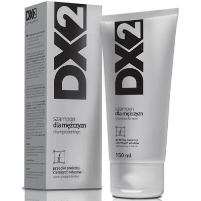 Image of AFLOFARM DX2 Shampoo for men against greying of dark hair 150ml, contains photopigments that protect natural color cause its gradual dimming