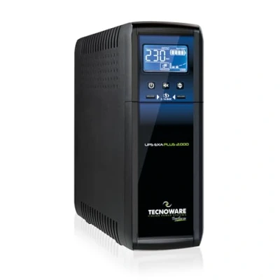 Image of Tecnoware Power Systems EXA PLUS 2000 UPS 2000VA Uninterruptible Supply Blackout Protection for PC Gaming &amp; Consoles AVR, USB, Software 50min Autonomy