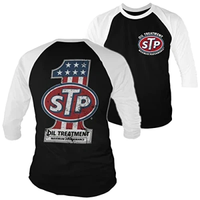 Image of STP Officially Licensed American No. 1 Baseball 3/4 Sleeve T Shirt (White Black), XX Large