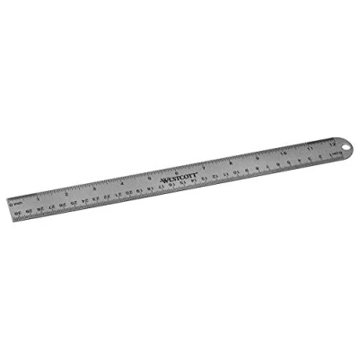 Image of Westcott E 14176 00 30 cm 12 Inch Metric and Imperial Scale Aluminum Ruler Grey