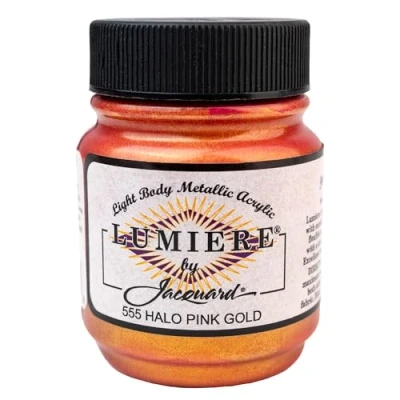 Image of Jacquard Lumiere Metallic Acrylic Paint Halo Pink Gold High Pigment Shimmer 2.25oz
