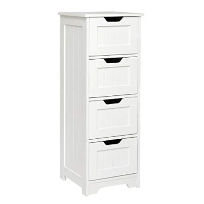 Image of Mondeer Floor cabinets for The Bathroom, Engineered Wood, White, 4 Drawers