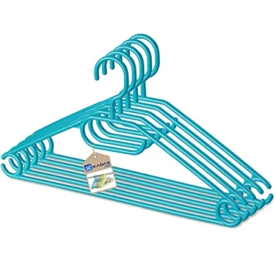 Image of KADAX Plastic Hangers, Space Saving Coat Hangers with Swivel Hook, Non Slip Clothes for Dresses, Ties, Shirts (Set of 5, Turquoise)