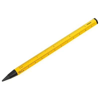 Image of Troika Multitasking Pencil with Sustainable Endless Aluminium and Metal Tip Yellow Interchangeable Erasable Centimeter/Inch Ruler, Size: 147 x 10 mm, PEN20/YE