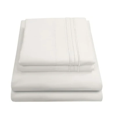 Image of 1800 Thread Count Sheet Set Soft Egyptian Quality Brushed Microfiber Sheets Luxury Bedding with Flat Sheet, Fitted Pillow Cases, King, Ivory,