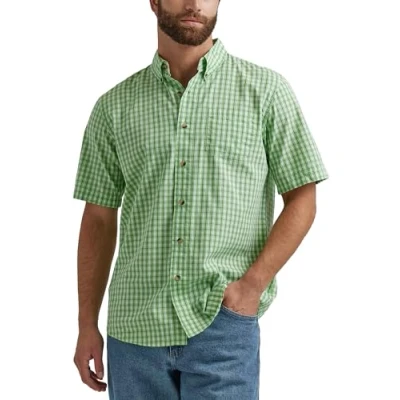 Image of Wrangler Authentics Short Sleeve Classic Plaid Shirt, Forest Shade, XXL