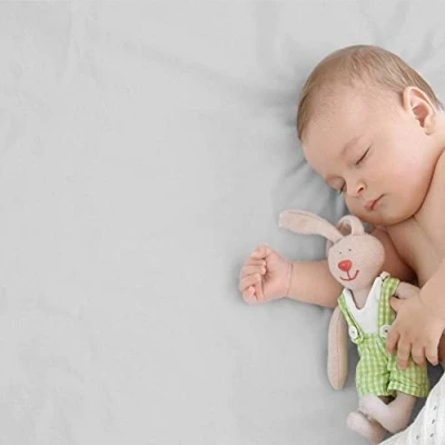 Image of Cot Fitted Sheet 100% Cotton 120x60cm Light Grey