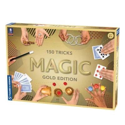 Image of Thames &amp; Kosmos Magic: Gold Edition, Kit to Learn 150 Magic Tricks, Contains 42 Props, Set for Adults and Kids, Age 8+