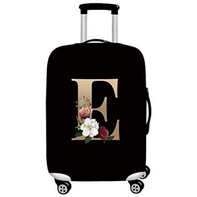 Image of Initial Letter Printed Design Travel Trolley Case Cover Protector Washable Suitcase Luggage Storage Covers for 18 28 inch (XL (29 32 Luggage), gold E)